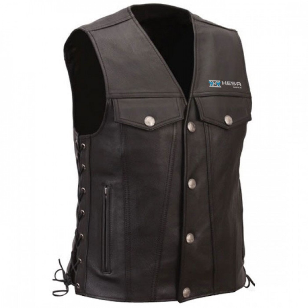 Motorbike Leather Men Vest