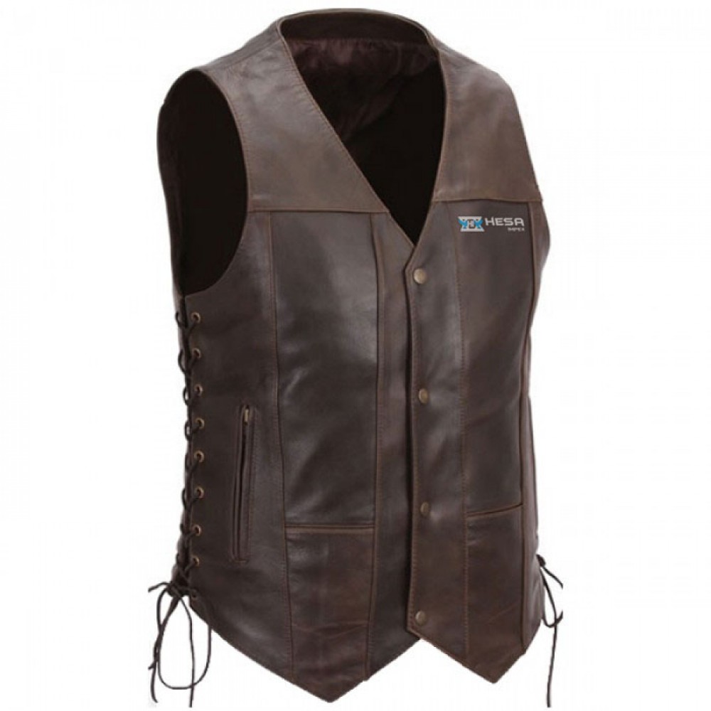 Motorbike Leather Men Vest