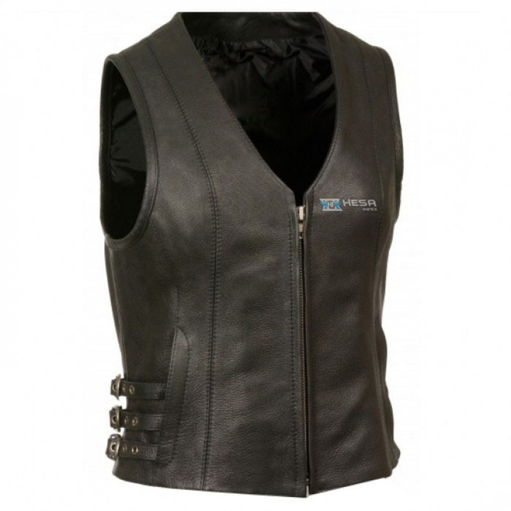 Motorbike Leather Women Vest